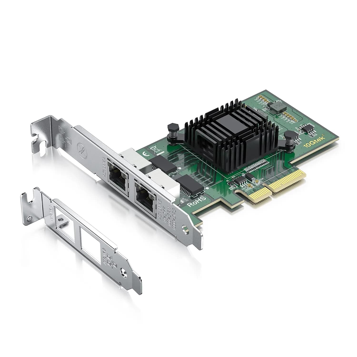 10Gtek Gigabit Ethernet Network Card I350-GE-2T-X4 Dual RJ45 Ports 1Gbps PCIe 2.0 X4 | Intel I350AM2 Controller - main product image