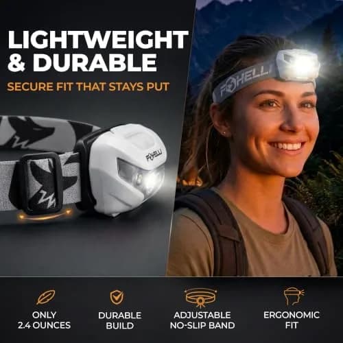 Foxelli USB-C Rechargeable LED Headlamp – Super Bright, Lightweight Head Lamp for Running, Camping, Hiking & Work – Comfortable Fit for Adults & Kids thumbnail 4
