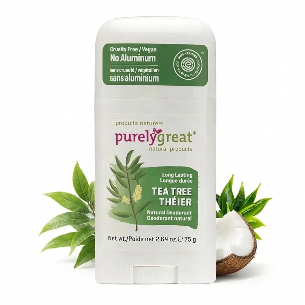Purelygreat Tea Tree Natural Deodorant Stick 75 g (2.64 oz) | Aluminum-Free Odor Protection - main product image