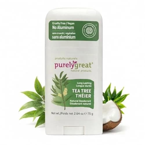 Purelygreat Tea Tree Natural Deodorant Stick 75 g (2.64 oz) | Aluminum-Free Odor Protection thumbnail 1