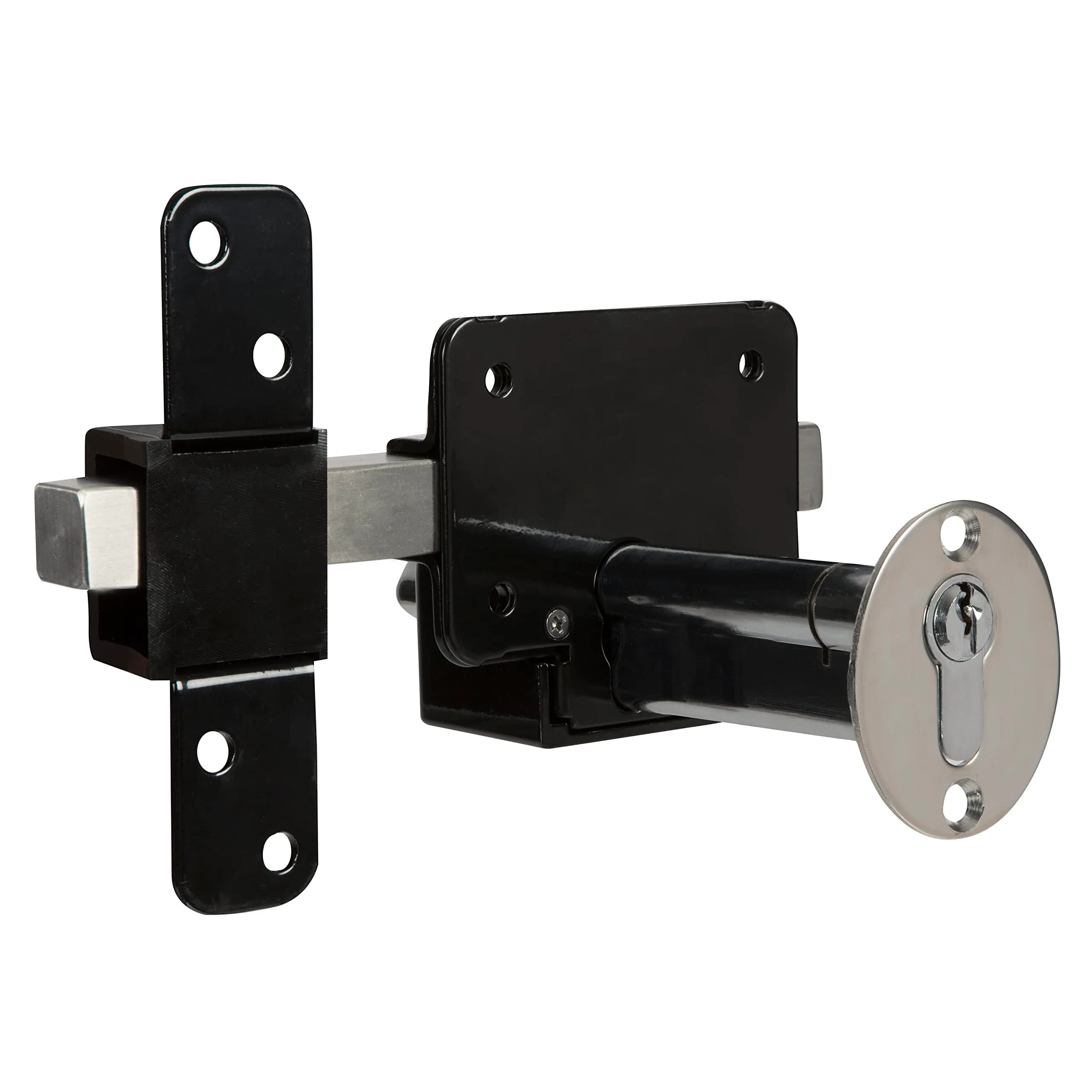 GateMate Long Throw Gate Lock, Euro Profile 2¾” Thick | 316 Stainless Steel, Black Finish, 5 Keys - view 3