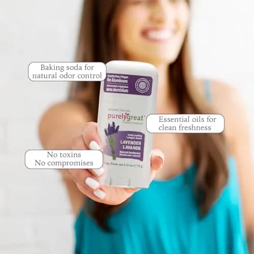 Purelygreat Lavender Scented Natural Deodorant Stick 75g (2.64 oz) | Aluminum-Free Odor Protection thumbnail 6