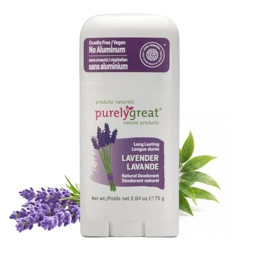 Purelygreat Lavender Scented Natural Deodorant Stick 75g (2.64 oz) | Aluminum-Free Odor Protection thumbnail 1
