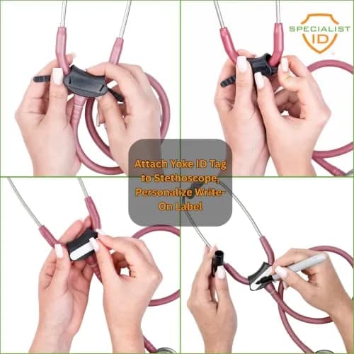 Specialist ID Black 10 Pack Universal Stethoscope Yoke ID Tag | Compatible with Cardiology Stethoscopes thumbnail 4