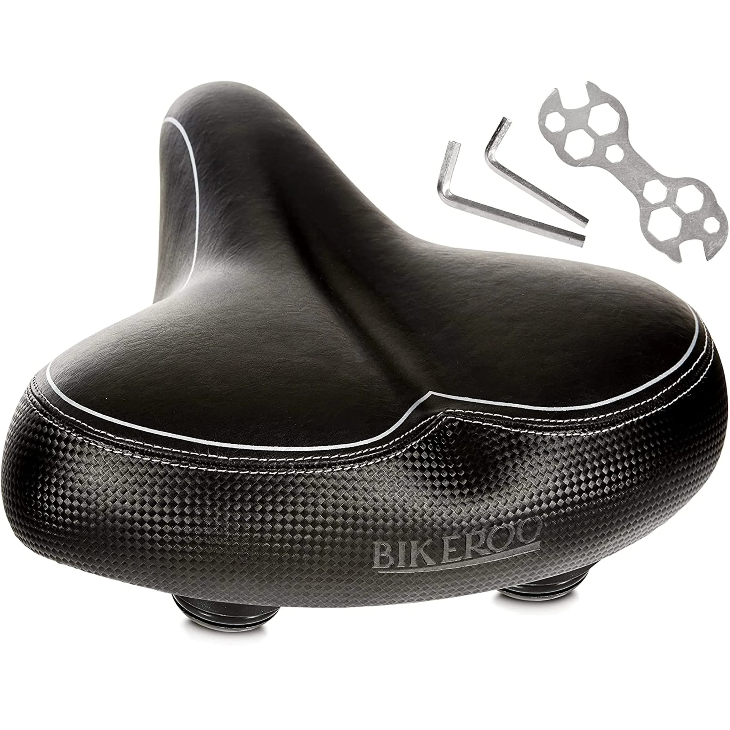 Bikeroo Wide Cruiser Saddle Black 25.9 cm (10.2 in) | Comfort Seat for Upright Riding