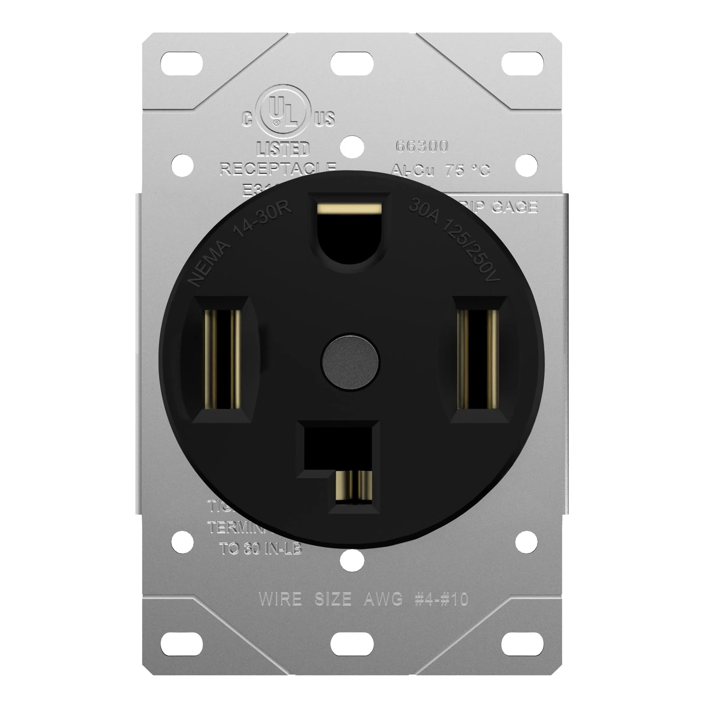 ENERLITES 30A Dryer Outlet, NEMA 14-30R, 125/250V, Black | UL Listed, Copper Only, Indoor/Outdoor