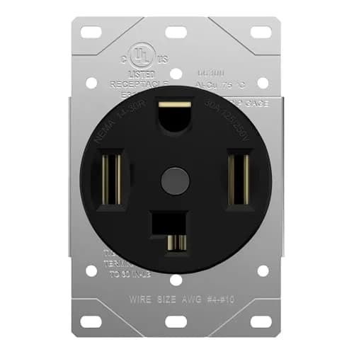 ENERLITES 30A Dryer Outlet, NEMA 14-30R, 125/250V, Black | UL Listed, Copper Only, Indoor/Outdoor thumbnail 1