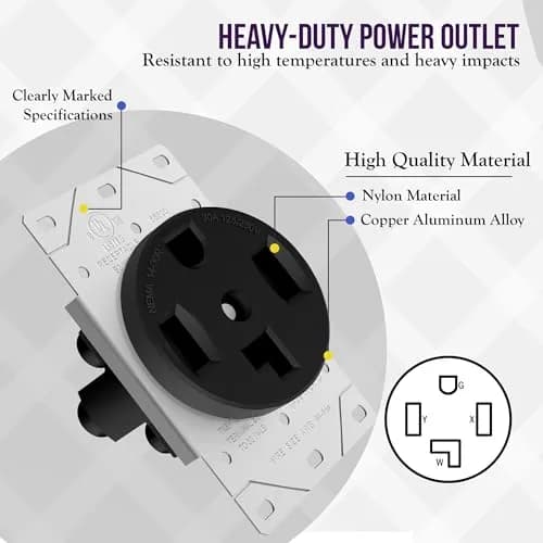 ENERLITES 30A Dryer Outlet, NEMA 14-30R, 125/250V, Black | UL Listed, Copper Only, Indoor/Outdoor thumbnail 7