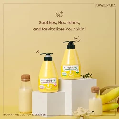 Kwailnara Banana Milk Body Wash 560ml (19.75 Fl Oz) | Korean Cleanser for Soft, Hydrated Skin thumbnail 2