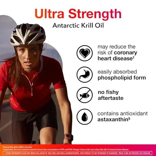 MegaRed Antarctic Krill Oil 1000mg Softgels (60 Count) | 2X Omega-3s, Heart Health Support thumbnail 2