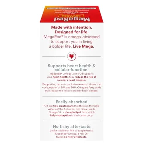 MegaRed Antarctic Krill Oil 750mg Softgels (80 Count) | Heart Health Omega-3 Supplement thumbnail 3