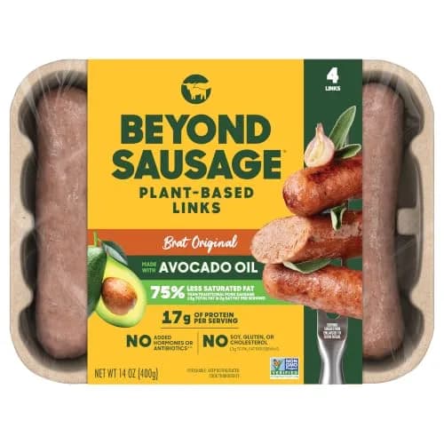 Beyond Meat Alternative Meat Sausage Original Brat 14oz | Plant-Based Protein & No Cholesterol thumbnail 1