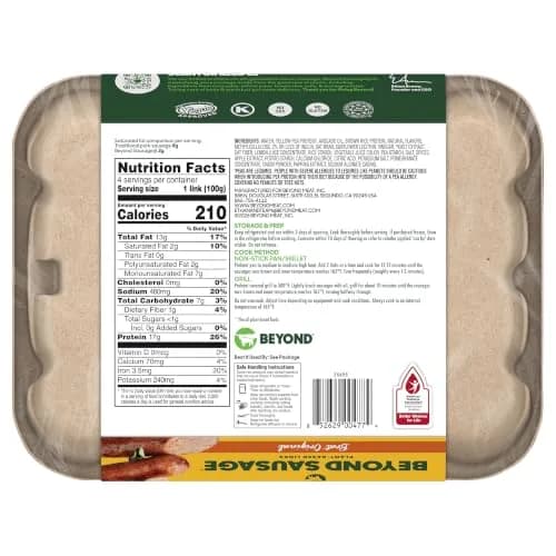 Beyond Meat Alternative Meat Sausage Original Brat 14oz | Plant-Based Protein & No Cholesterol thumbnail 2