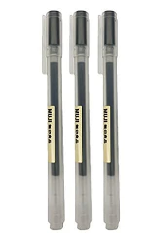 MUJI Gel Ink Ball Point Pen, Black, 0.5mm, Pack of 3 | Smooth Ink Flow Writing Instrument thumbnail 1