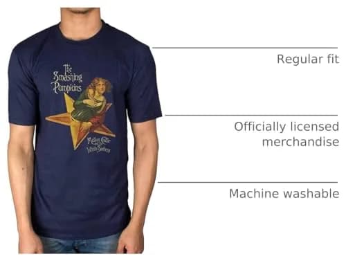 Rock Off officially licensed Mellon Collie Smashing Pumpkins T-Shirt Large Navy | Crew Neck, Short Sleeve, Cotton thumbnail 3