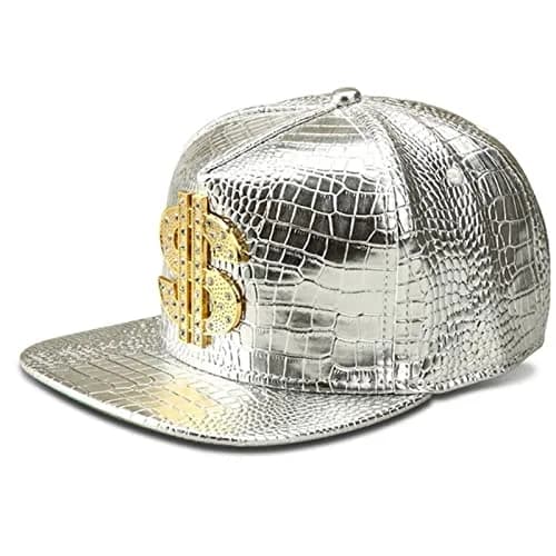 Wikavanli Silver Hip Hop Hat with Flat Brim and Snapback Closure | Adjustable for Men and Women thumbnail 1