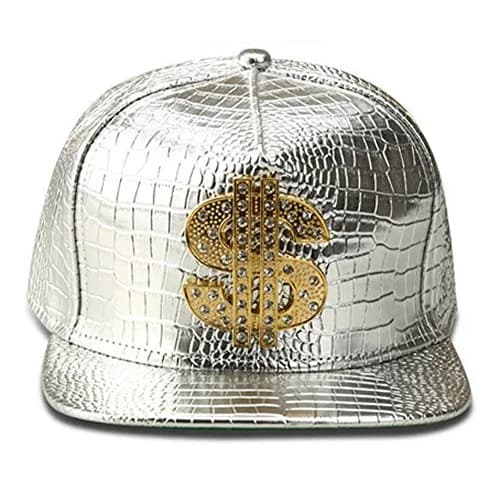 Wikavanli Silver Hip Hop Hat with Flat Brim and Snapback Closure | Adjustable for Men and Women thumbnail 2