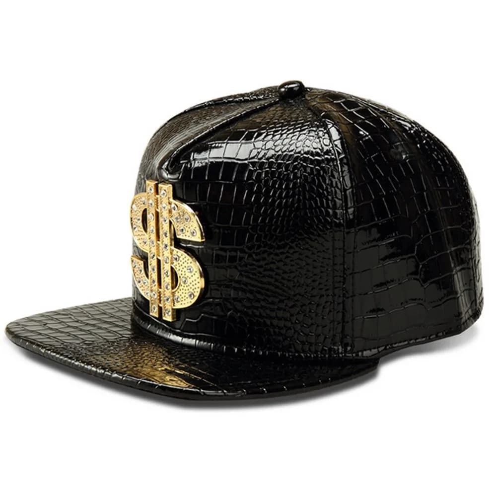 Wikavanli Black Hip Hop Hat Flat-Brimmed Rock Cap Adjustable Snapback for Men and Women — Black