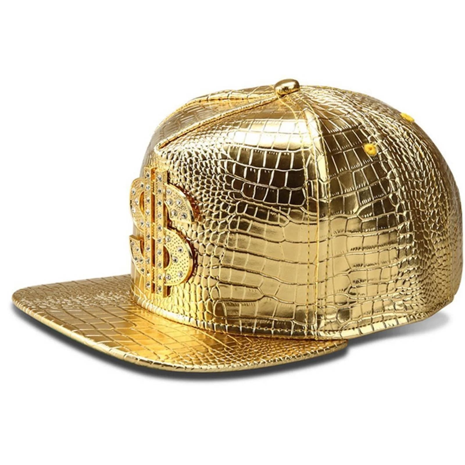 Wikavanli Gold Hip Hop Hat, Flat-Brimmed Rock Cap, Adjustable Snapback for Men and Women | One Size Fits Most — Gold