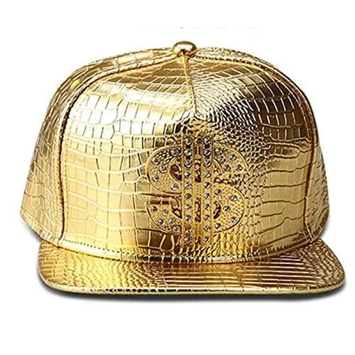 Wikavanli Gold Hip Hop Hat, Flat-Brimmed Rock Cap, Adjustable Snapback for Men and Women | One Size Fits Most thumbnail 2