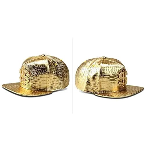 Wikavanli Gold Hip Hop Hat, Flat-Brimmed Rock Cap, Adjustable Snapback for Men and Women | One Size Fits Most thumbnail 3