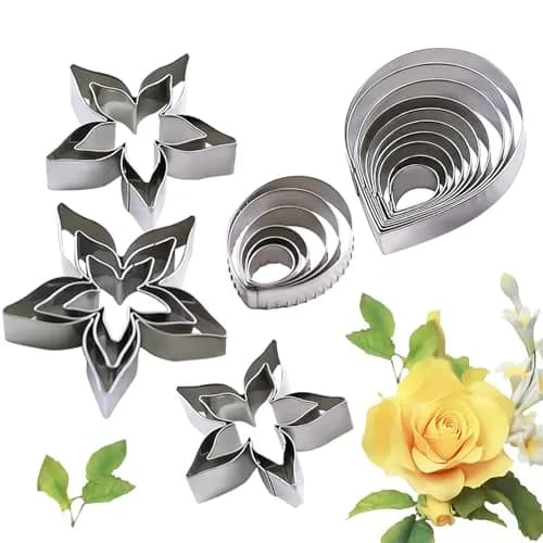 KALAIEN 23pcs Rose Petal Cutter Set for Fondant & Gum Paste | Stainless Steel Flower Moulds thumbnail 1