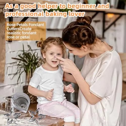 KALAIEN 23pcs Rose Petal Cutter Set for Fondant & Gum Paste | Stainless Steel Flower Moulds thumbnail 8