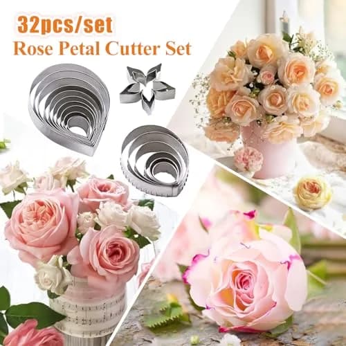 KALAIEN 23pcs Rose Petal Cutter Set for Fondant & Gum Paste | Stainless Steel Flower Moulds thumbnail 3
