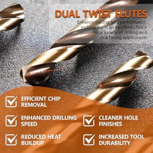 HYMNORQ M35 Cobalt Drill Bit Set 1.5-10mm (15-Piece) | Industrial Grade HSS-Co for Hard Metals thumbnail 4