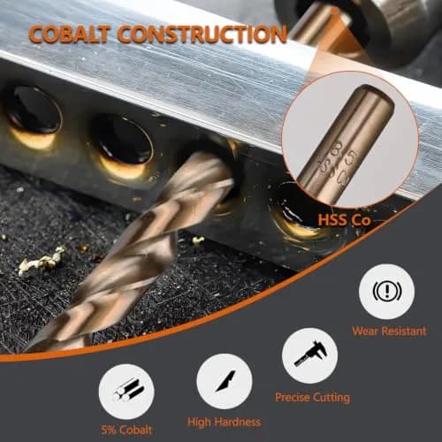 HYMNORQ M35 Cobalt Drill Bit Set 1.5-10mm (15-Piece) | Industrial Grade HSS-Co for Hard Metals thumbnail 3