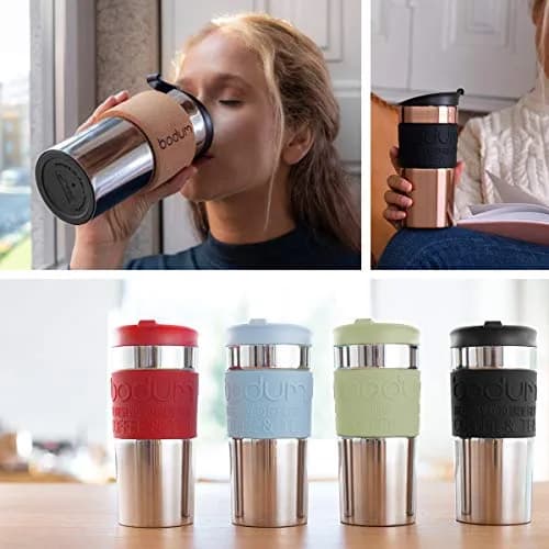 Bodum Travel Mug 12 oz Gunmetal | Double Wall Stainless Steel, Spill-Proof, Dishwasher Safe thumbnail 6