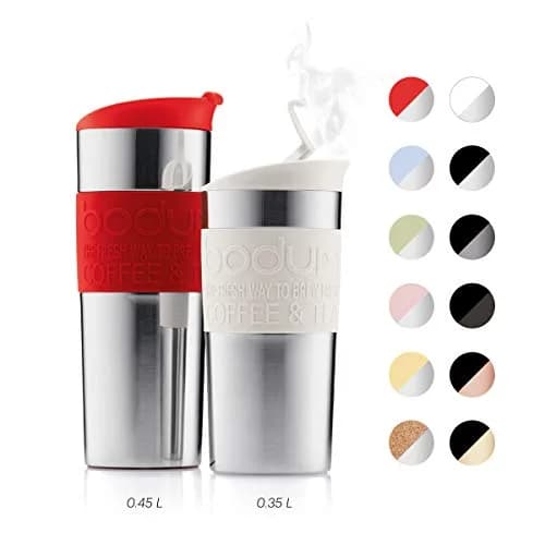 Bodum Travel Mug 12 oz Gunmetal | Double Wall Stainless Steel, Spill-Proof, Dishwasher Safe thumbnail 2