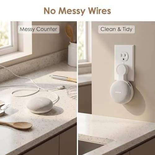 AMORTEK Wall Mount for Google Nest Mini & Home Mini, Cord Management, 1 Pack thumbnail 2