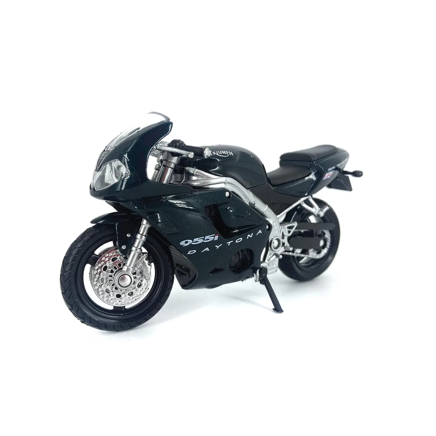 Welly 2002 Triumph Daytona 955i Sport Bike Replica, Black, 1:18 Scale | Realistic Die-Cast Model for Collectors & Decor