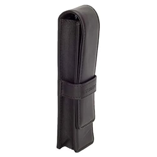 DiLoro Leather Double Pen Case Holder for 2 Pens & Pencils, Espresso Dark Brown | Genuine Full Grain Nappa Leather thumbnail 4