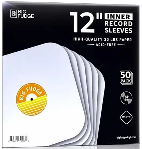 Big Fudge 12" Vinyl Record Inner Sleeves 50 Pack | Heavyweight Acid-Free Paper LP Covers (30.5cm x 30.5cm) thumbnail 1