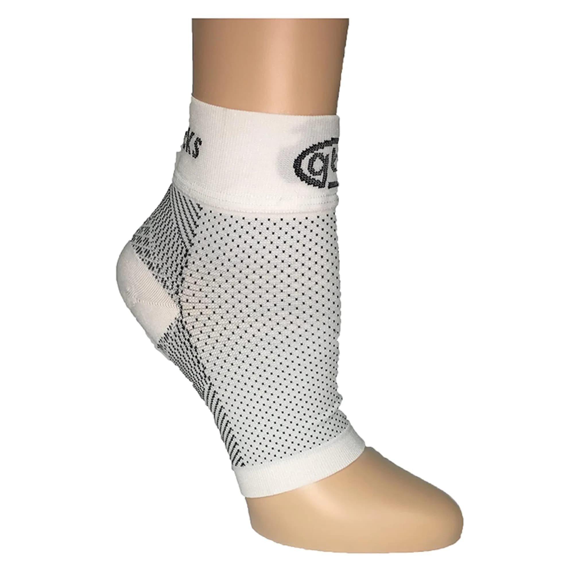 GBM Compression Foot Sleeves White Medium | Plantar Fasciitis Pain Relief & Support