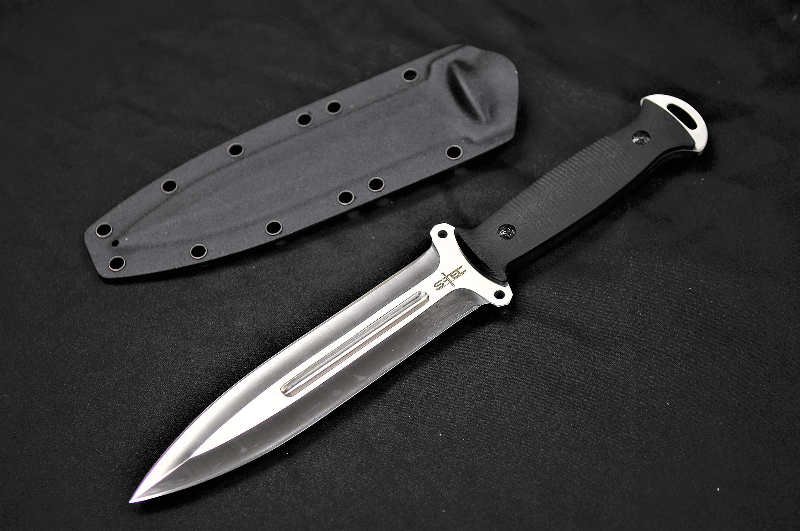 S-TEC Tactical Hunting Fixed Blade Knife 12in G10 Handle | Full Tang Stainless Steel