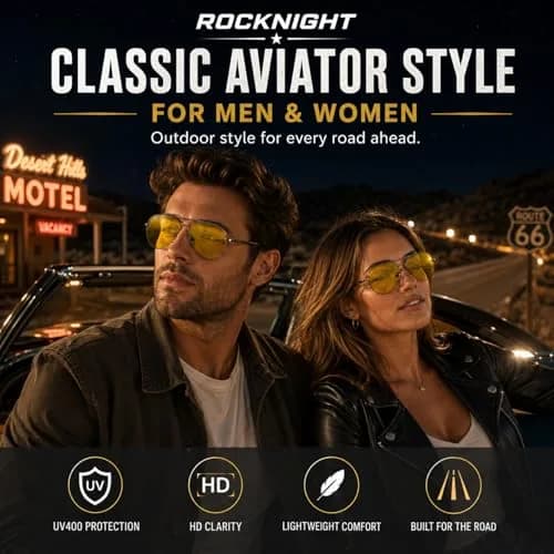 ROCKNIGHT Polarized Aviator Sunglasses Men Women UV400 Metal Frame Driving | Lightweight & Adjustable Fit thumbnail 2