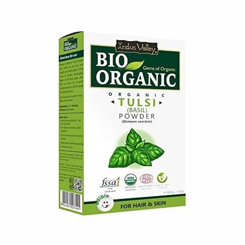 INDUS VALLEY Natural Tulsi Leaf Powder & Organic Aloe Vera Gel Combo | 100g Powder + 175ml Gel | Skin & Hair Care thumbnail 3