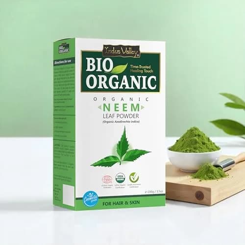 INDUS VALLEY Neem Leaf Powder & Aloe Vera Gel Combo Pack 100g Powder + 175ml Gel | Natural, Organic & Pure thumbnail 3