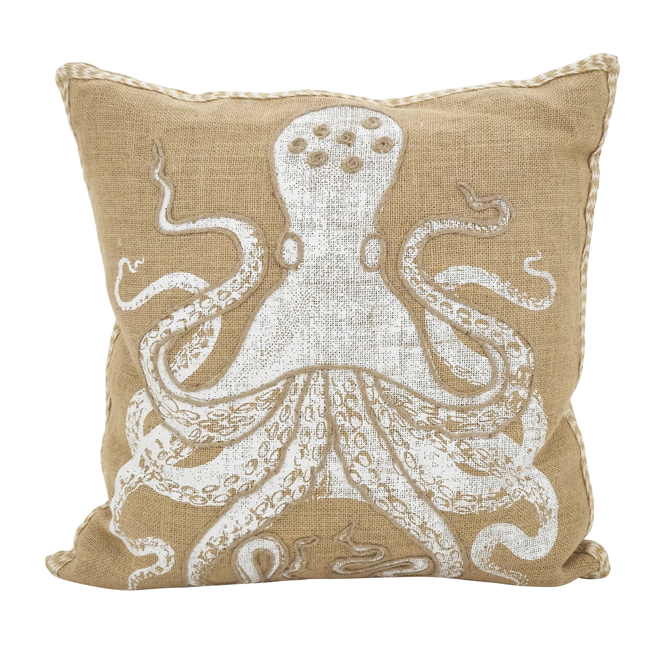 SARO LIFESTYLE Neptunian Collection Down Filled Octopus Throw Pillow 20" | Oceanic Decor