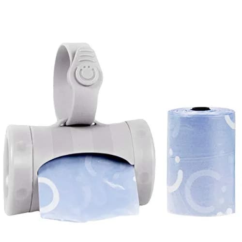 Ubbi Retractable Diaper Bag Dispenser with Lavender Bags | Gray, 1 Dispenser + 24 Bags thumbnail 1