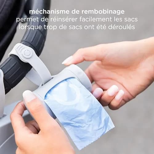 Ubbi Retractable Diaper Bag Dispenser with Lavender Bags | Gray, 1 Dispenser + 24 Bags thumbnail 2