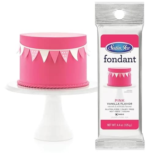 Satin Ice Fondant for Cake Decorating, Pink | Premium Quality, Gluten-Free, Dairy-Free, Nut-Free, 4.4 Oz thumbnail 1