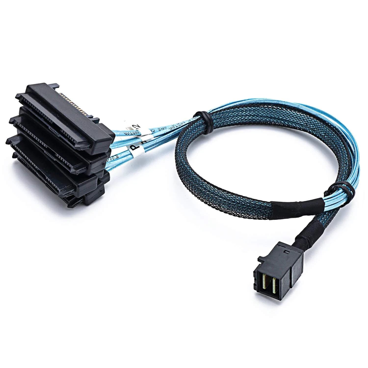 CABLEDECONN SFF-8643 Mini SAS HD to (4) 29pin SFF-8482 Connectors 1M | Internal Data Cable for SAS & SATA Disks — 1M