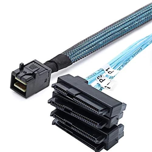 CABLEDECONN SFF-8643 Mini SAS HD to (4) 29pin SFF-8482 Connectors 1M | Internal Data Cable for SAS & SATA Disks thumbnail 4