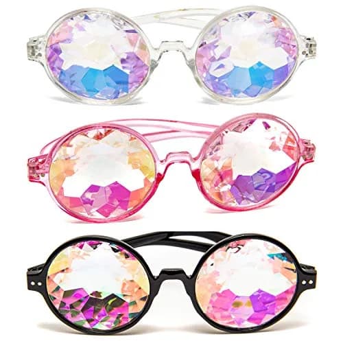 SoJourner Kaleidoscope Glasses Trippy Psychedelic Prism Glasses 3 Pack | Festival Rave Eyewear thumbnail 1