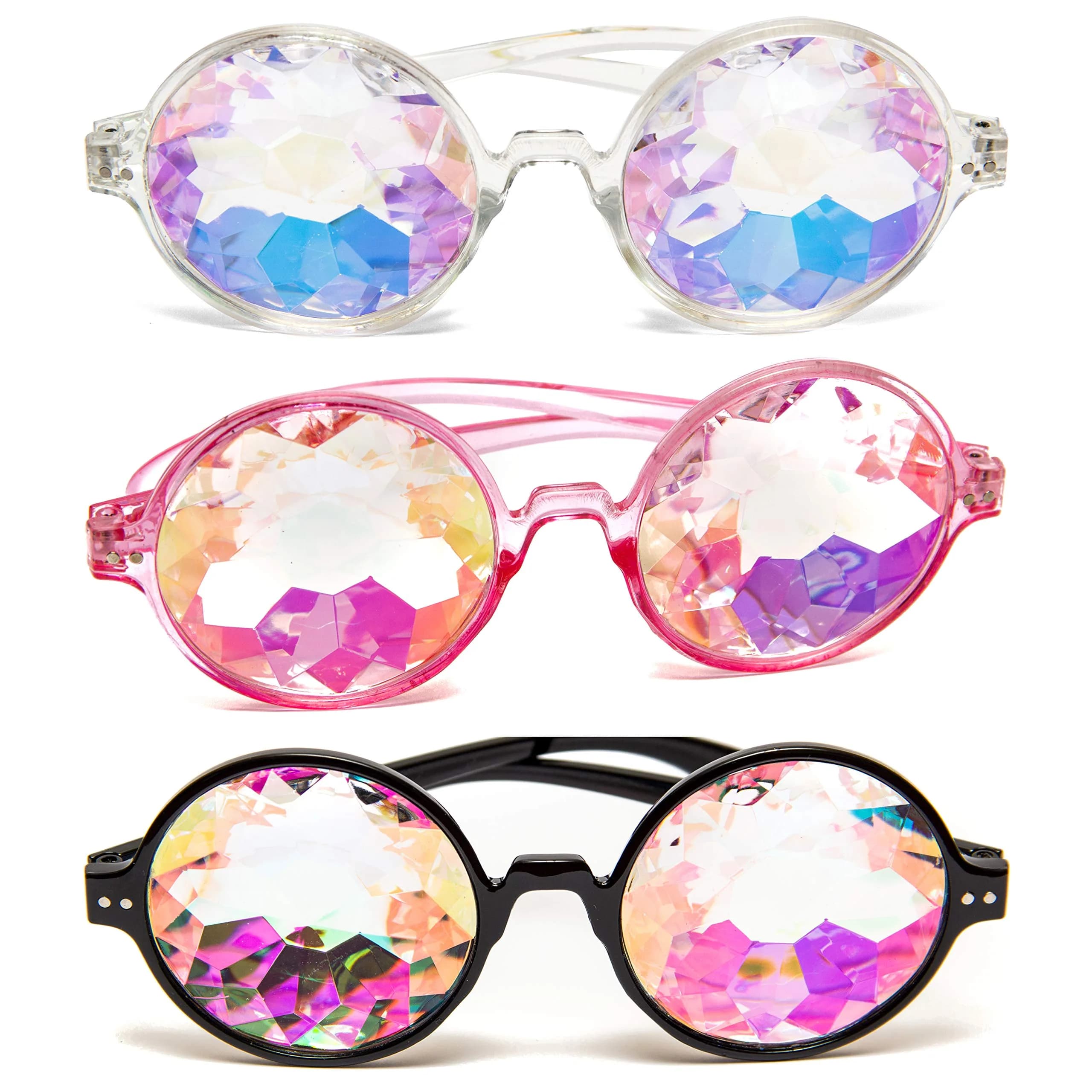 SoJourner Bags Steampunk Goggles 2-Pack | Rainbow Prism Impact-Resistant Lenses (70-120 chars) — Kaleidoscope