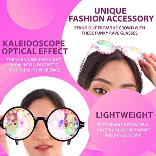SoJourner Kaleidoscope Glasses Trippy Psychedelic Prism Glasses 3 Pack | Festival Rave Eyewear thumbnail 8